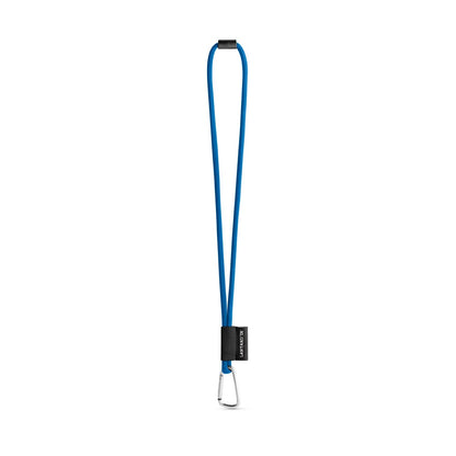 SET Lanyard TUBE Long (Ø 7 mm) with D-shape carabiner 55 mm and safety lock Ø 7 mm promotional lanyard in 303 - blue with