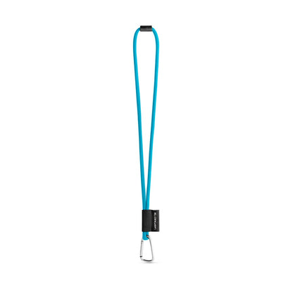 SET Lanyard TUBE Long (Ø 7 mm) with D-shape carabiner 55 mm and safety lock Ø 7 mm promotional lanyard in 304 - light blue