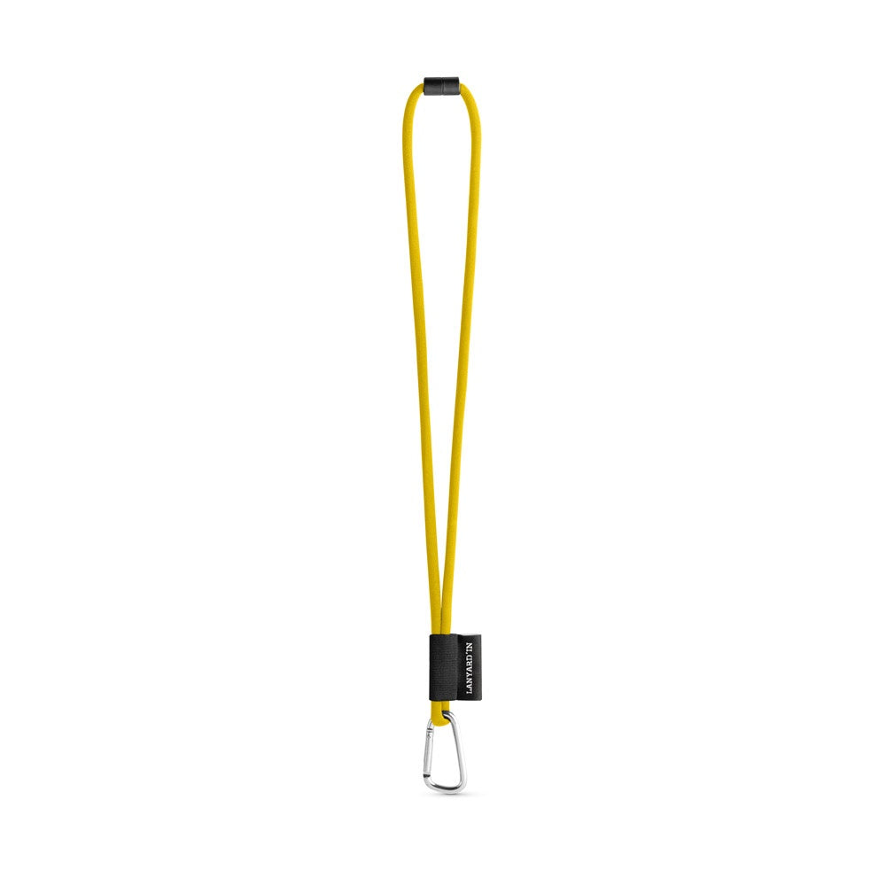 SET Lanyard TUBE Long (Ø 7 mm) with D-shape carabiner 55 mm and safety lock Ø 7 mm promotional lanyard in 310 - yellow with