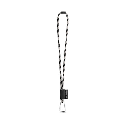 SET Lanyard TUBE Long (Ø 7 mm) with D-shape carabiner 55 mm and safety lock Ø 7 mm promotional lanyard in black/grey with