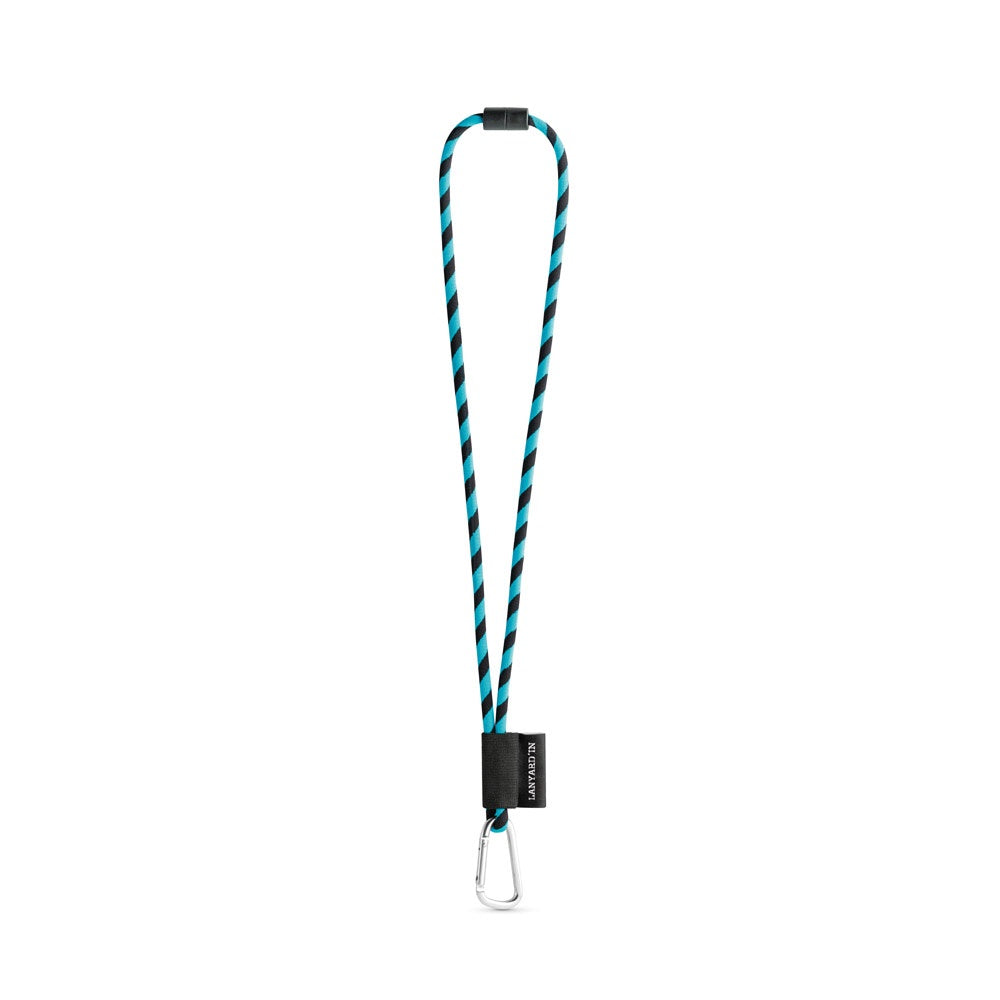 SET Lanyard TUBE Long (Ø 7 mm) with D-shape carabiner 55 mm and safety lock Ø 7 mm promotional lanyard in 353 - black/light
