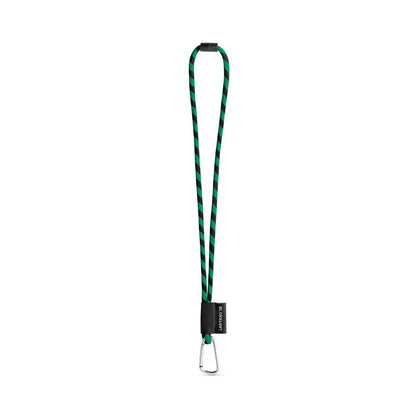 SET Lanyard TUBE Long (Ø 7 mm) with D-shape carabiner 55 mm and safety lock Ø 7 mm promotional lanyard in black/green with