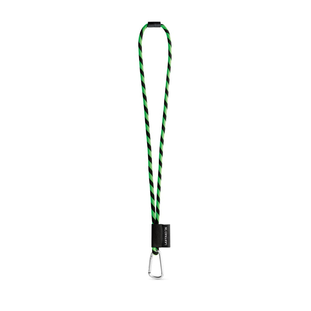 SET Lanyard TUBE Long (Ø 7 mm) with D-shape carabiner 55 mm and safety lock Ø 7 mm promotional lanyard in hexachrome