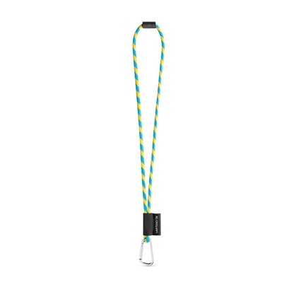 SET Lanyard TUBE Long (Ø 7 mm) with D-shape carabiner 55 mm and safety lock Ø 7 mm promotional lanyard in yellow/light blue