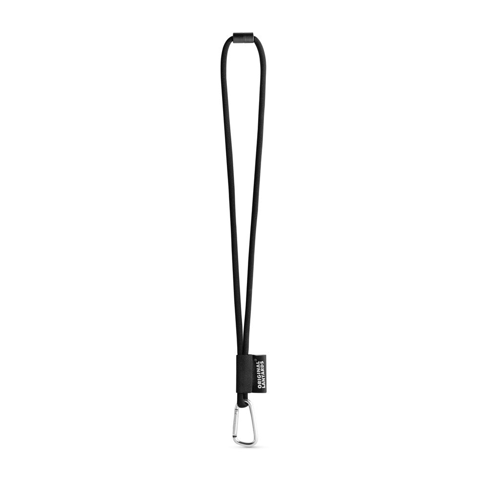 SET Lanyard TUBE Long (Ø 7 mm) with D-shape carabiner 55 mm and safety lock Ø 7 mm promotional lanyard (complete set view)