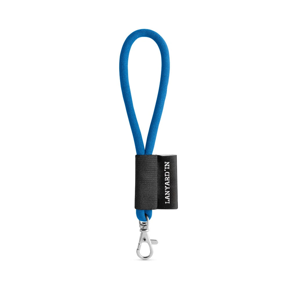 SET Lanyard TUBE Short (Ø 7 mm) with Hook Trigger Snap 9 mm promotional lanyard in 303 - blue with custom logo branding
