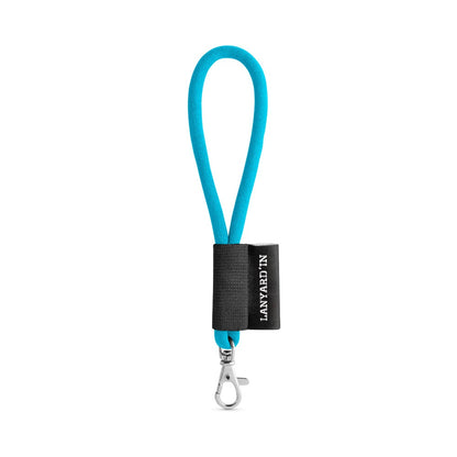 SET Lanyard TUBE Short (Ø 7 mm) with Hook Trigger Snap 9 mm promotional lanyard in 304 - light blue with custom logo branding