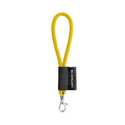 SET Lanyard TUBE Short (Ø 7 mm) with Hook Trigger Snap 9 mm promotional lanyard in 310 - yellow with custom logo branding