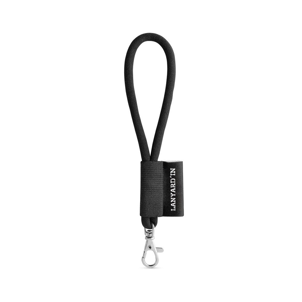 SET Lanyard TUBE Short (Ø 7 mm) with Hook Trigger Snap 9 mm promotional lanyard (complete set view) with custom logo branding