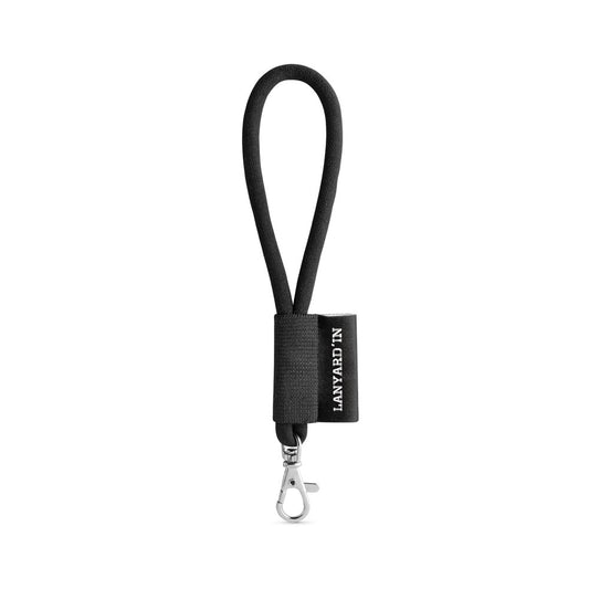 SET Lanyard TUBE Short (Ø 7 mm) with Hook Trigger Snap 9 mm promotional lanyard (complete set view) with custom logo branding