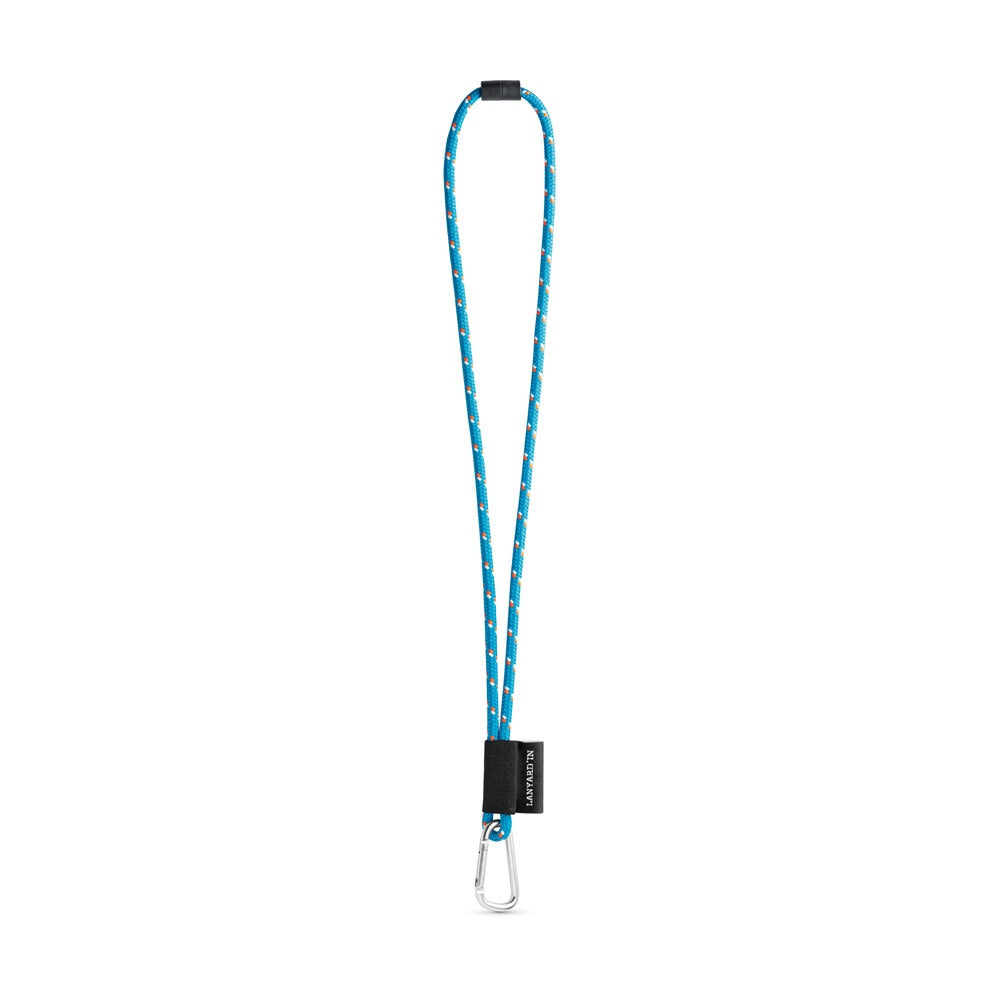 SET Lanyard NAUTIC Long (Ø 7 mm) with D-shape carabiner 55 mm and safety lock Ø 7 mm promotional lanyard in 304 - light blue