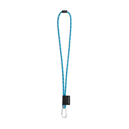 SET Lanyard NAUTIC Long (Ø 7 mm) with D-shape carabiner 55 mm and safety lock Ø 7 mm promotional lanyard in 304 - light blue