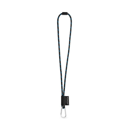 SET Lanyard NAUTIC Long (Ø 7 mm) with D-shape carabiner 55 mm and safety lock Ø 7 mm promotional lanyard in black/royal blue