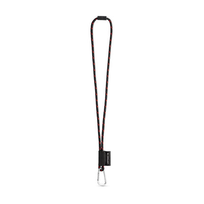 SET Lanyard NAUTIC Long (Ø 7 mm) with D-shape carabiner 55 mm and safety lock Ø 7 mm promotional lanyard in black/red with