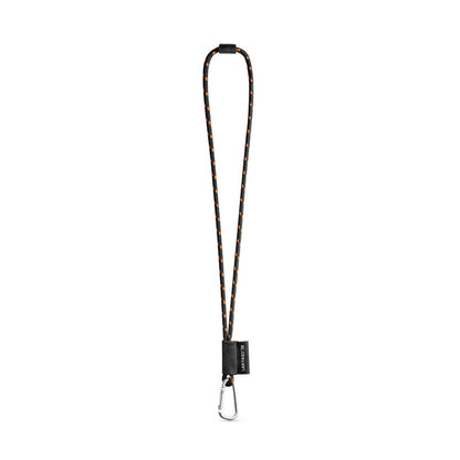 SET Lanyard NAUTIC Long (Ø 7 mm) with D-shape carabiner 55 mm and safety lock Ø 7 mm promotional lanyard in black/orange