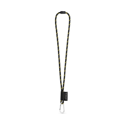 SET Lanyard NAUTIC Long (Ø 7 mm) with D-shape carabiner 55 mm and safety lock Ø 7 mm promotional lanyard in black/yellow