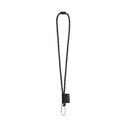 SET Lanyard NAUTIC Long (Ø 7 mm) with D-shape carabiner 55 mm and safety lock Ø 7 mm promotional lanyard in black/green with
