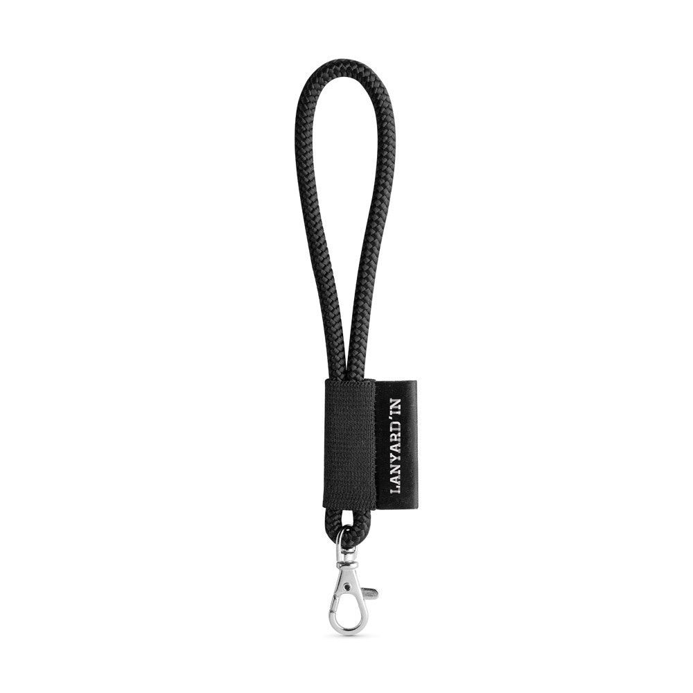 SET Lanyard NAUTIC Short (Ø 7 mm) with Hook Trigger Snap 9 mm promotional lanyard in 300 - black with custom logo branding