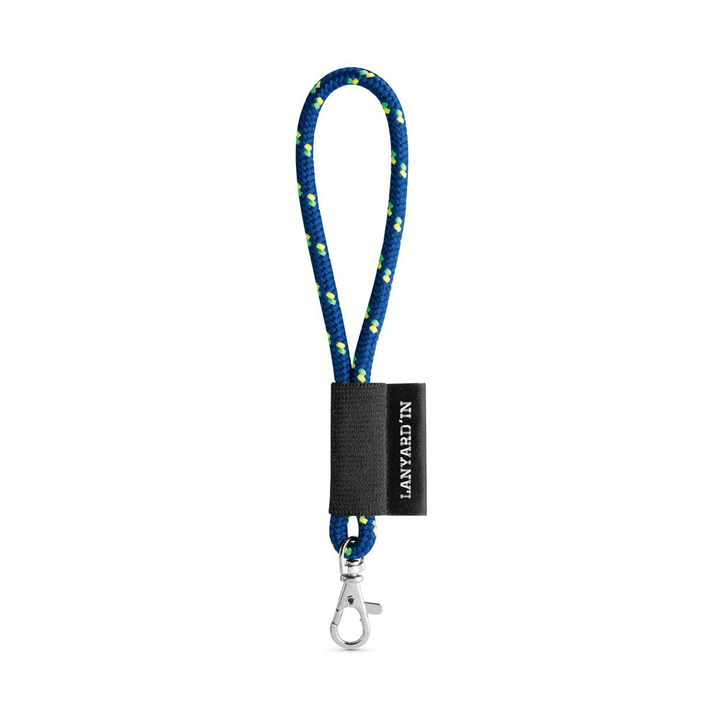 SET Lanyard NAUTIC Short (Ø 7 mm) with Hook Trigger Snap 9 mm promotional lanyard in 303 - blue with custom logo branding