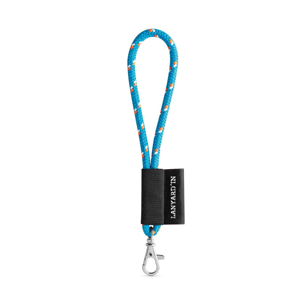 SET Lanyard NAUTIC Short (Ø 7 mm) with Hook Trigger Snap 9 mm promotional lanyard in 304 - light blue with custom logo