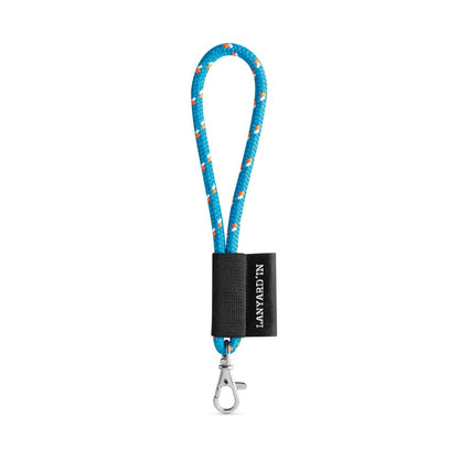 SET Lanyard NAUTIC Short (Ø 7 mm) with Hook Trigger Snap 9 mm promotional lanyard in 304 - light blue with custom logo