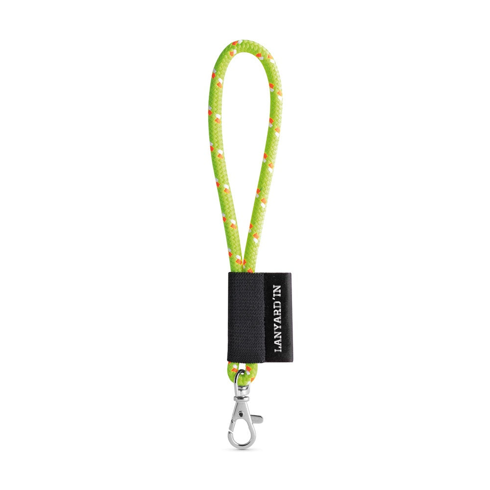 SET Lanyard NAUTIC Short (Ø 7 mm) with Hook Trigger Snap 9 mm promotional lanyard in hexachrome yellow with custom logo