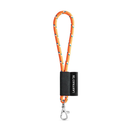 SET Lanyard NAUTIC Short (Ø 7 mm) with Hook Trigger Snap 9 mm promotional lanyard in hexachrome orange with custom logo