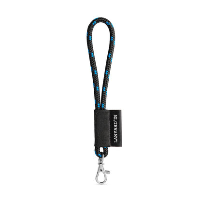 SET Lanyard NAUTIC Short (Ø 7 mm) with Hook Trigger Snap 9 mm promotional lanyard in black/royal blue with custom logo