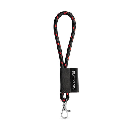SET Lanyard NAUTIC Short (Ø 7 mm) with Hook Trigger Snap 9 mm promotional lanyard in black/red with custom logo branding