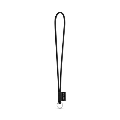 SET Lanyard TUBE Long (Ø 7 mm) with Ring Ø 32 mm promotional lanyard in 300 - black with custom logo branding