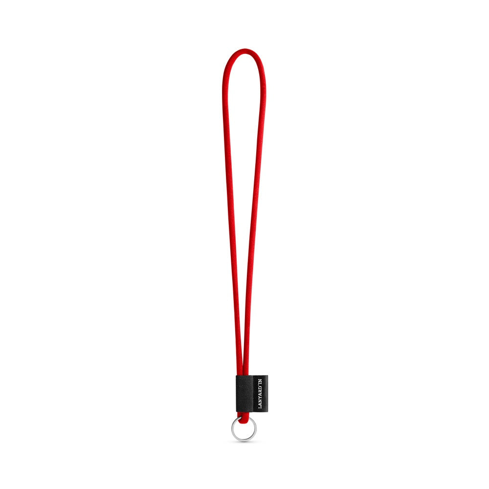 SET Lanyard TUBE Long (Ø 7 mm) with Ring Ø 32 mm promotional lanyard in 302 - red with custom logo branding