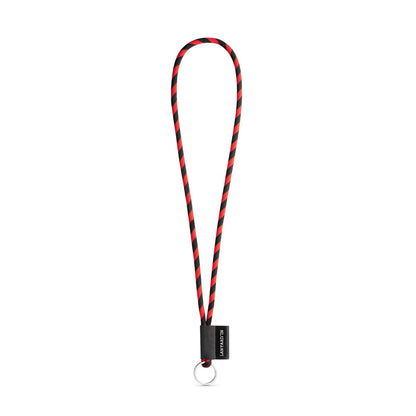 SET Lanyard TUBE Long (Ø 7 mm) with Ring Ø 32 mm promotional lanyard in black/red with custom logo branding