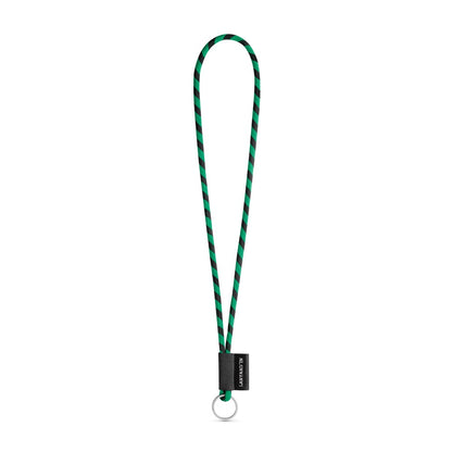 SET Lanyard TUBE Long (Ø 7 mm) with Ring Ø 32 mm promotional lanyard in black/green with custom logo branding