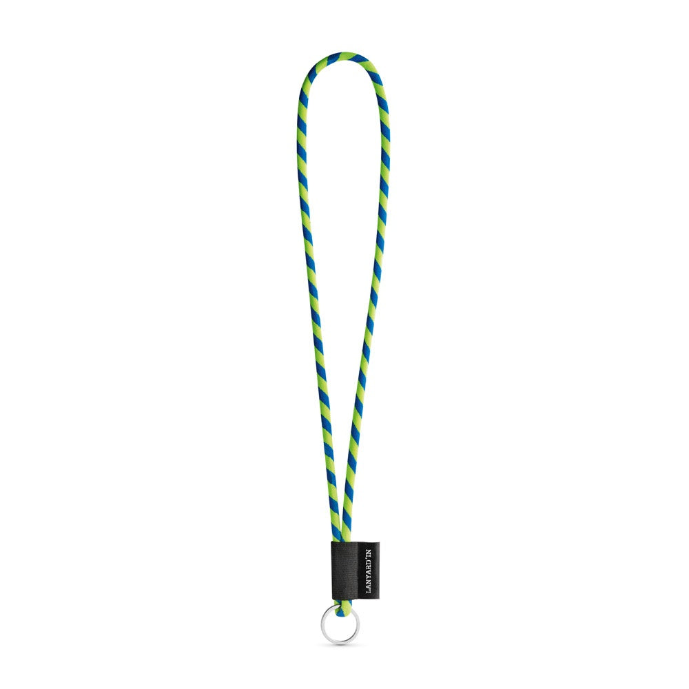SET Lanyard TUBE Long (Ø 7 mm) with Ring Ø 32 mm promotional lanyard in hexachrome yellow/royal blue with custom logo