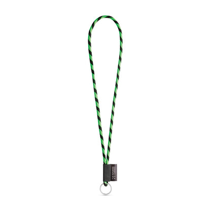 SET Lanyard TUBE Long (Ø 7 mm) with Ring Ø 32 mm promotional lanyard in hexachrome green/black with custom logo branding