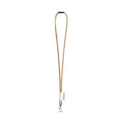 SET Lanyard CORK Long (Ø 5 mm) with Hook Trigger Snap 9 mm and safety lock Ø 5 mm promotional lanyard (complete set view)