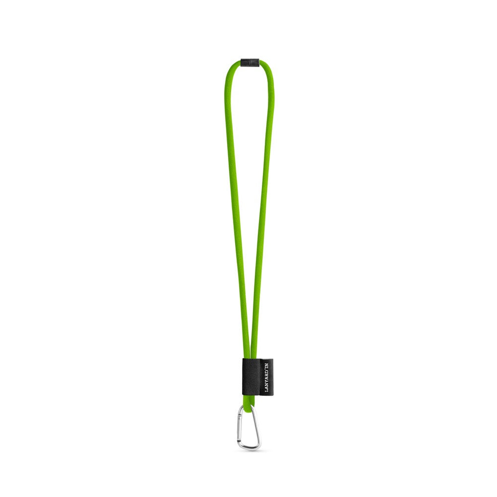 SET Lanyard TUBE Long (Ø 7 mm) with D-shape carabiner 55 mm and safety lock Ø 7 mm promotional lanyard in 308 - light green