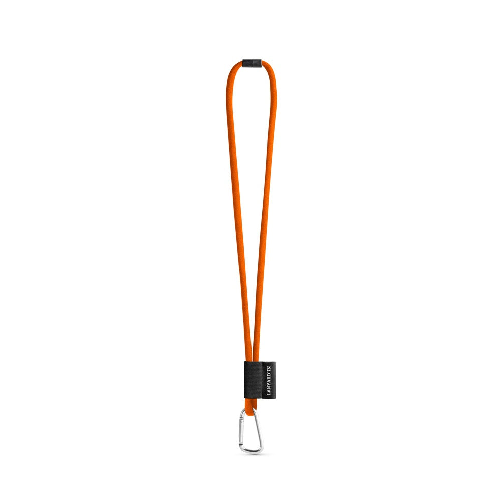 SET Lanyard TUBE Long (Ø 7 mm) with D-shape carabiner 55 mm and safety lock Ø 7 mm promotional lanyard in hexachrome orange