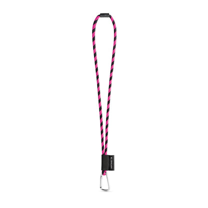 SET Lanyard TUBE Long (Ø 7 mm) with D-shape carabiner 55 mm and safety lock Ø 7 mm promotional lanyard in black/pink with