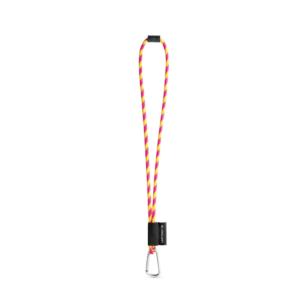 SET Lanyard TUBE Long (Ø 7 mm) with D-shape carabiner 55 mm and safety lock Ø 7 mm promotional lanyard in hexachrome
