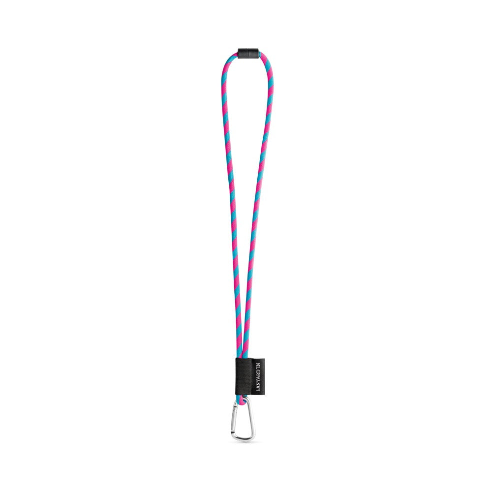 SET Lanyard TUBE Long (Ø 7 mm) with D-shape carabiner 55 mm and safety lock Ø 7 mm promotional lanyard in hexachrome