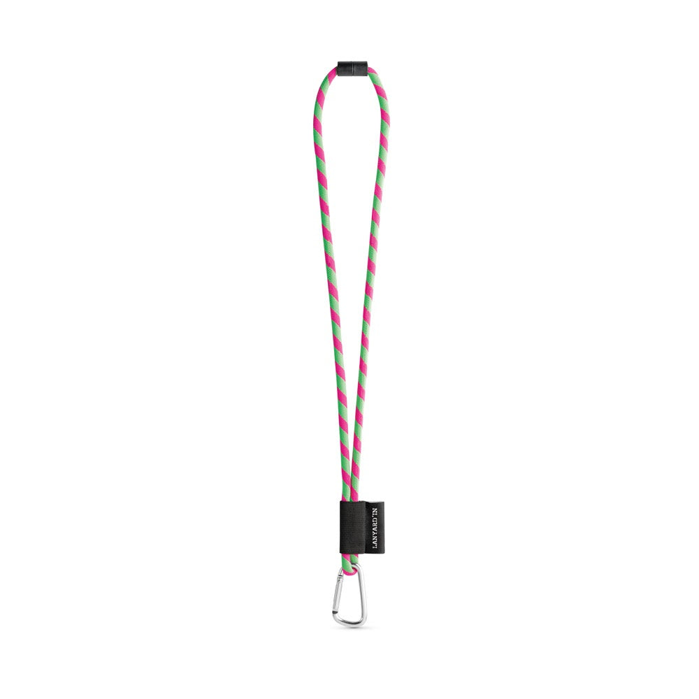 SET Lanyard TUBE Long (Ø 7 mm) with D-shape carabiner 55 mm and safety lock Ø 7 mm promotional lanyard in hexachrome
