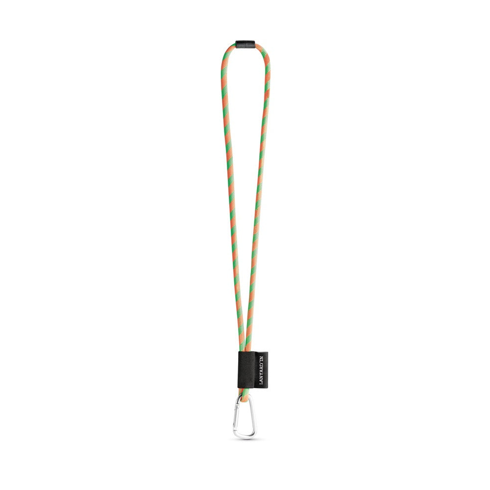 SET Lanyard TUBE Long (Ø 7 mm) with D-shape carabiner 55 mm and safety lock Ø 7 mm promotional lanyard in hexachrome
