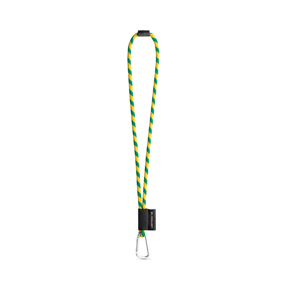 SET Lanyard TUBE Long (Ø 7 mm) with D-shape carabiner 55 mm and safety lock Ø 7 mm promotional lanyard in yellow/green with