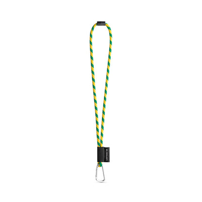 SET Lanyard TUBE Long (Ø 7 mm) with D-shape carabiner 55 mm and safety lock Ø 7 mm promotional lanyard in yellow/green with