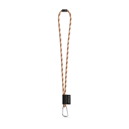 SET Lanyard TUBE Long (Ø 7 mm) with D-shape carabiner 55 mm and safety lock Ø 7 mm promotional lanyard in brown/beige with