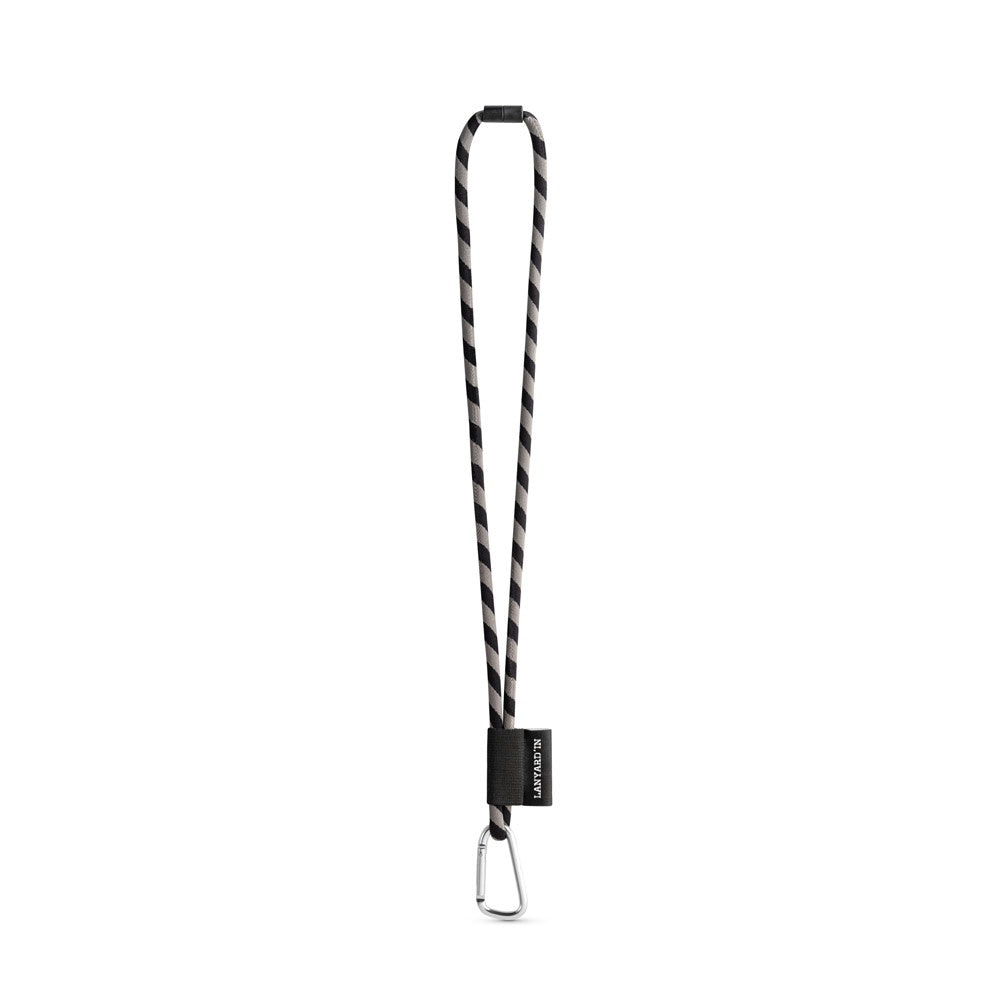 SET Lanyard TUBE Long (Ø 7 mm) with D-shape carabiner 55 mm and safety lock Ø 7 mm promotional lanyard (complete set view)