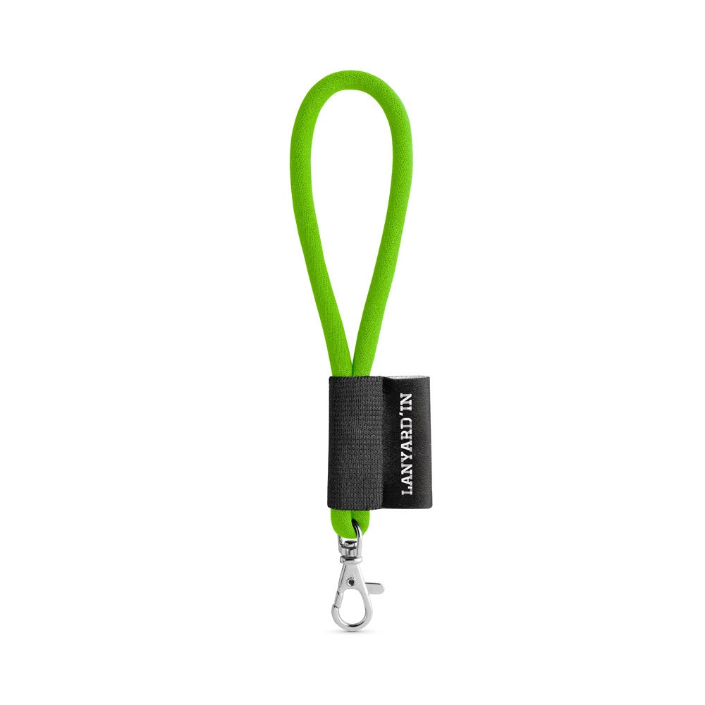 SET Lanyard TUBE Short (Ø 7 mm) with Hook Trigger Snap 9 mm promotional lanyard in 308 - light green with custom logo