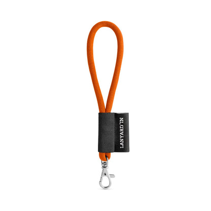 SET Lanyard TUBE Short (Ø 7 mm) with Hook Trigger Snap 9 mm promotional lanyard in hexachrome orange with custom logo
