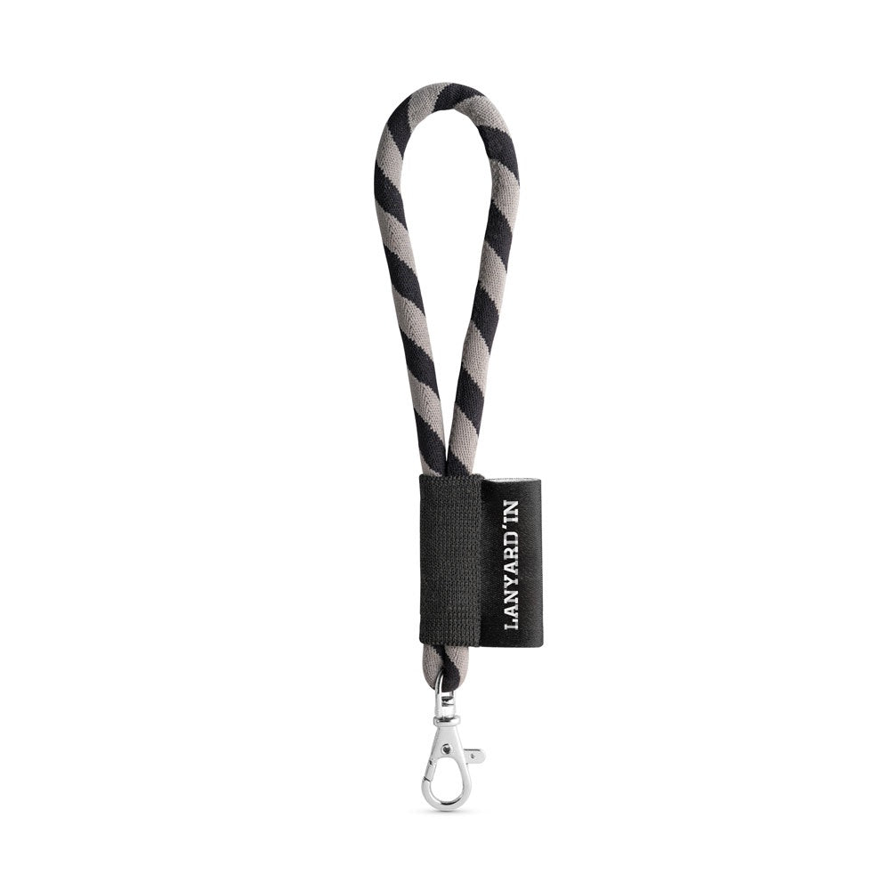 SET Lanyard TUBE Short (Ø 7 mm) with Hook Trigger Snap 9 mm promotional lanyard (complete set view) with custom logo branding